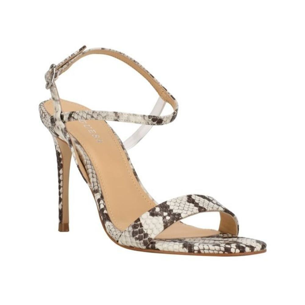 Guess Women’s Snake Print Stiletto Heels Ankle Strap Open Toe Sandals Size 7.5M